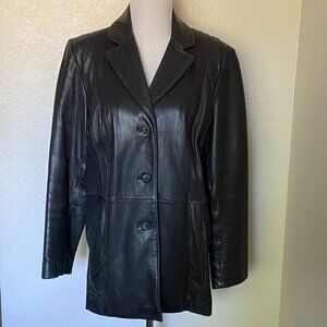 Merona Women's Black Butter Soft Leather Lined Jacket Sz L